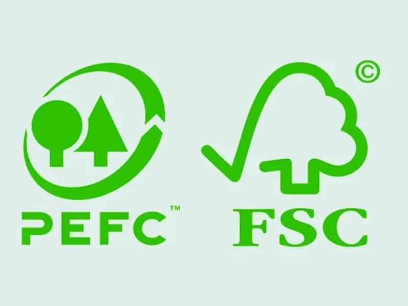 Imagen con los símbolos de certificación forestas de FSC y PEFC