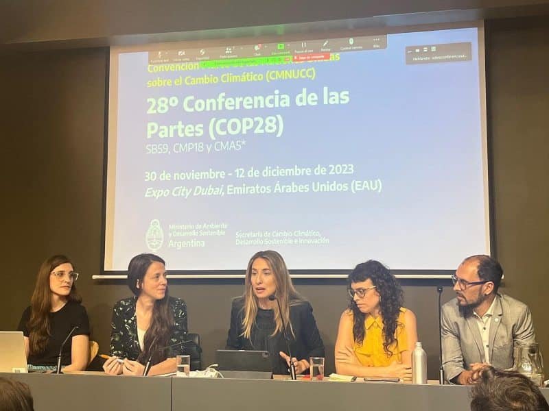 Panel en la COP28 sobre cambio climático dirigido por Cecilia Nicolini
