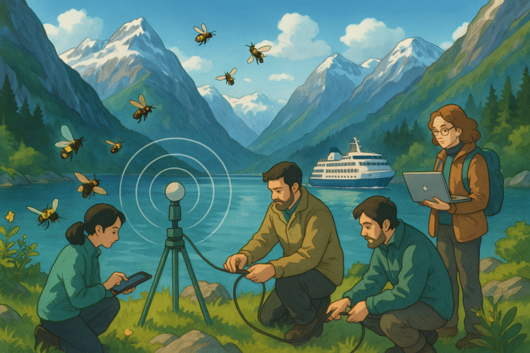 Escuchan abejas con IA para monitorear la salud de la biodiversidad y se embarcan a registrar por primera vez polinizadores en la Patagonia Austral 