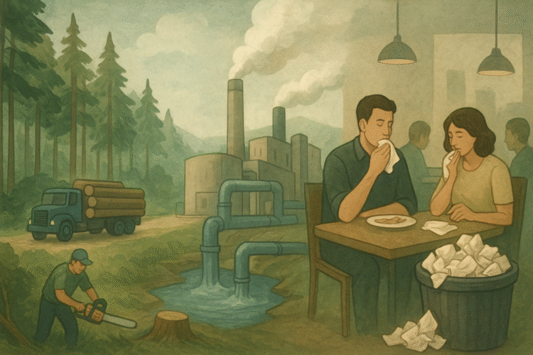 El costo ambiental oculto de las servilletas de papel: cada una usa 10 litros de agua