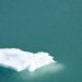 Bloque de hielo desprendiéndose de un glaciar en la Antártida, región afectada por contaminación por mercurio.
