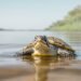 Tortuga de río amazónica en su hábitat natural de agua dulce en Brasil