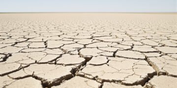 Tierra agrietada por sequía extrema, evidencia visual del calentamiento global acelerado desde 2015.