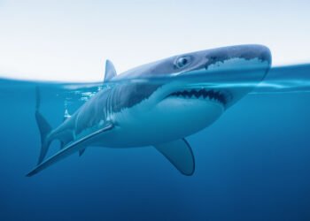 Tiburón nadando en aguas oceánicas, especie amenazada por falta de protección efectiva en reservas marinas.