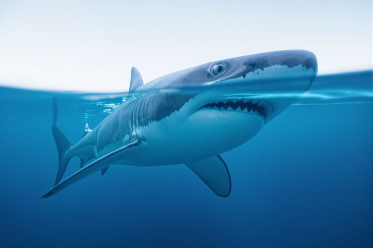 Tiburón nadando en aguas oceánicas, especie amenazada por falta de protección efectiva en reservas marinas.