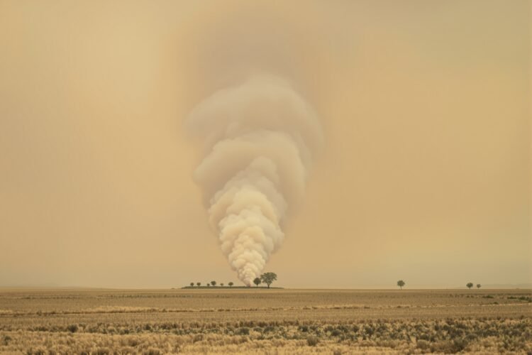 Columna de humo de incendio forestal en paisaje europeo, ilustrando el impacto del cambio abrupto de clima en Francia y Españ