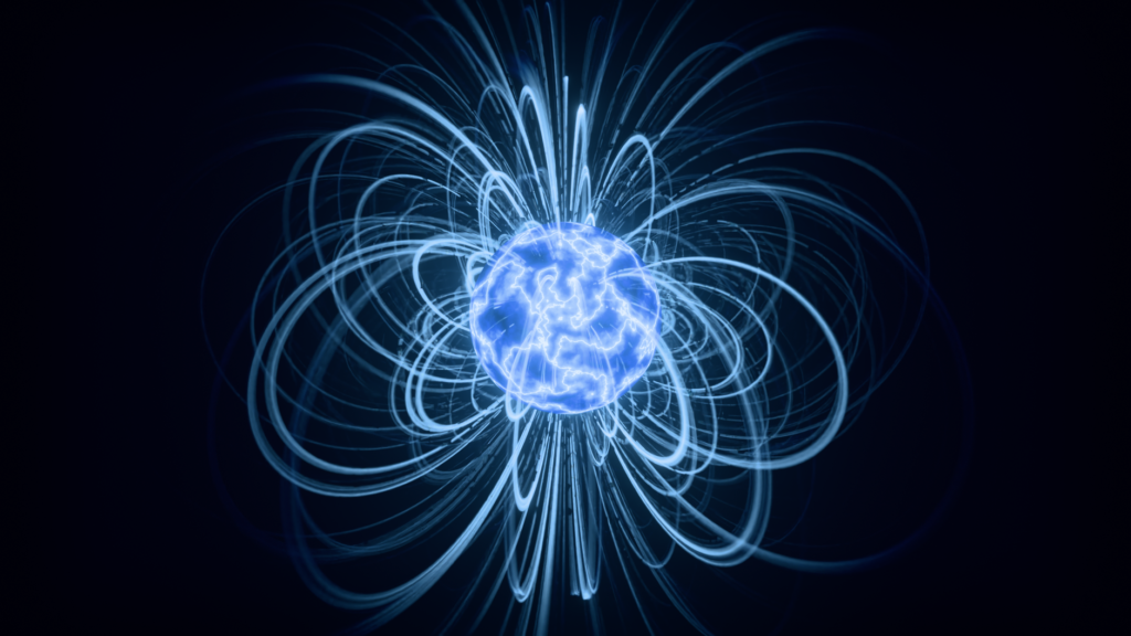 Interior de un reactor de fusión nuclear tipo tokamak con plasma brillante suspendido en el centro.