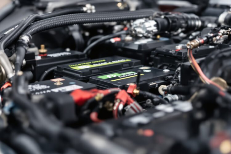 Celdas de batería de ion-litio para vehículos eléctricos en primer plano, representando el reciclaje de baterías en Corea del