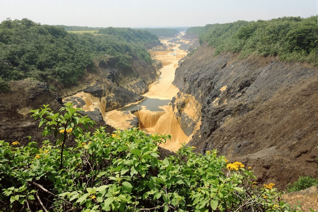 Minería de oro ilegal en un río de la Amazonía brasileña.