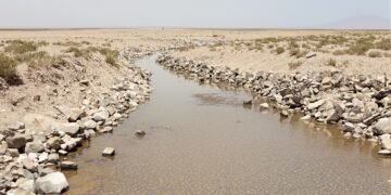 Cauce seco de arroyo en zona desértica de Sonora, México, donde ocurrió el derrame químico.