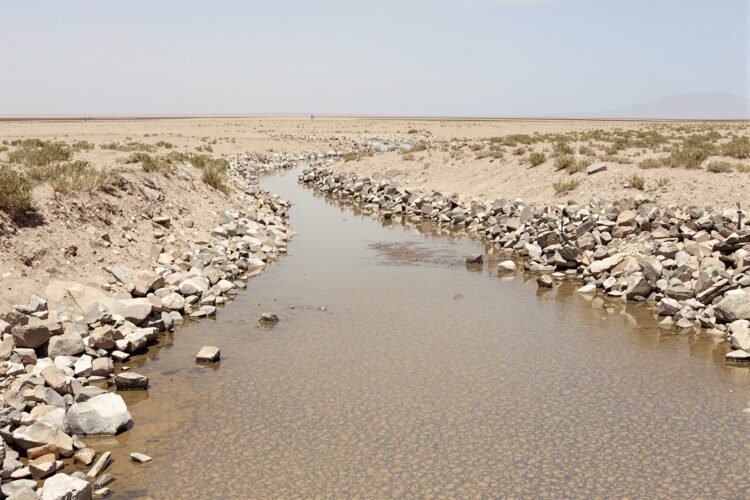 Cauce seco de arroyo en zona desértica de Sonora, México, donde ocurrió el derrame químico.