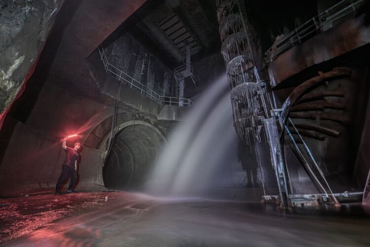 Túnel excavado en roca profunda, similar a las galerías del depósito geológico de Onkalo en Finlandia.