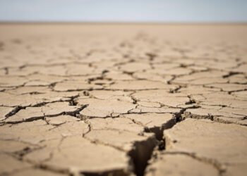 Tierra agrietada por sequía extrema bajo el sol intenso, imagen representativa del calor extremo proyectado.