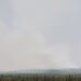 Humo denso de incendios forestales en bosques boreales de Canadá bajo cielo anaranjado.