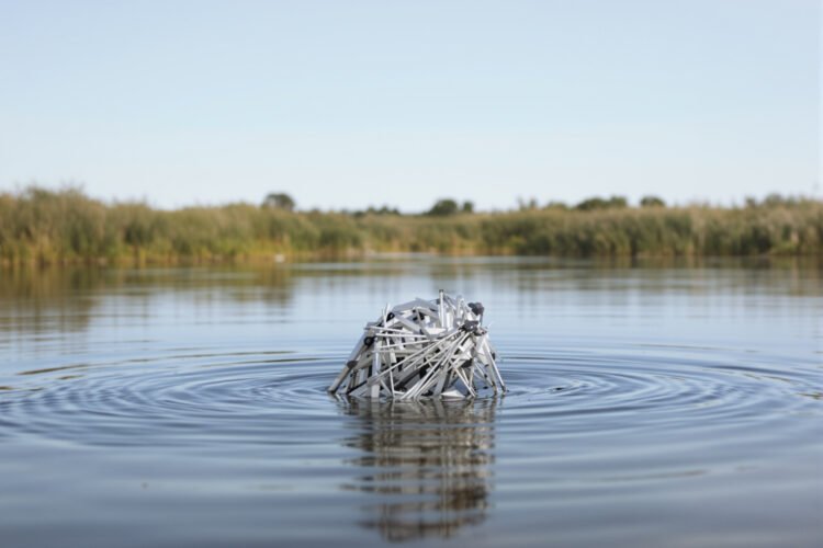 Cría de castor junto a un río rodeado de vegetación en Inglaterra, ilustrando el retorno de la especie a Norfolk.
