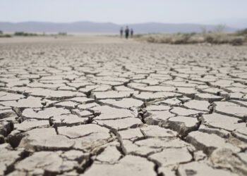 Cauce seco y agrietado de un río europeo durante la sequía extrema que afecta al continente.