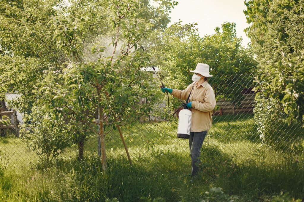Campo agrícola bajo aplicación de pesticidas, contexto de la identificación de 485 químicos cancerígenos en productos aprobad