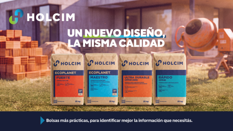 Holcim renueva el diseño de sus bolsas de cemento: colores, QR y menos tinta