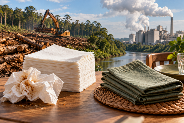 ¿Es mejor usar servilletas de tela? El impactante costo ambiental de las de papel