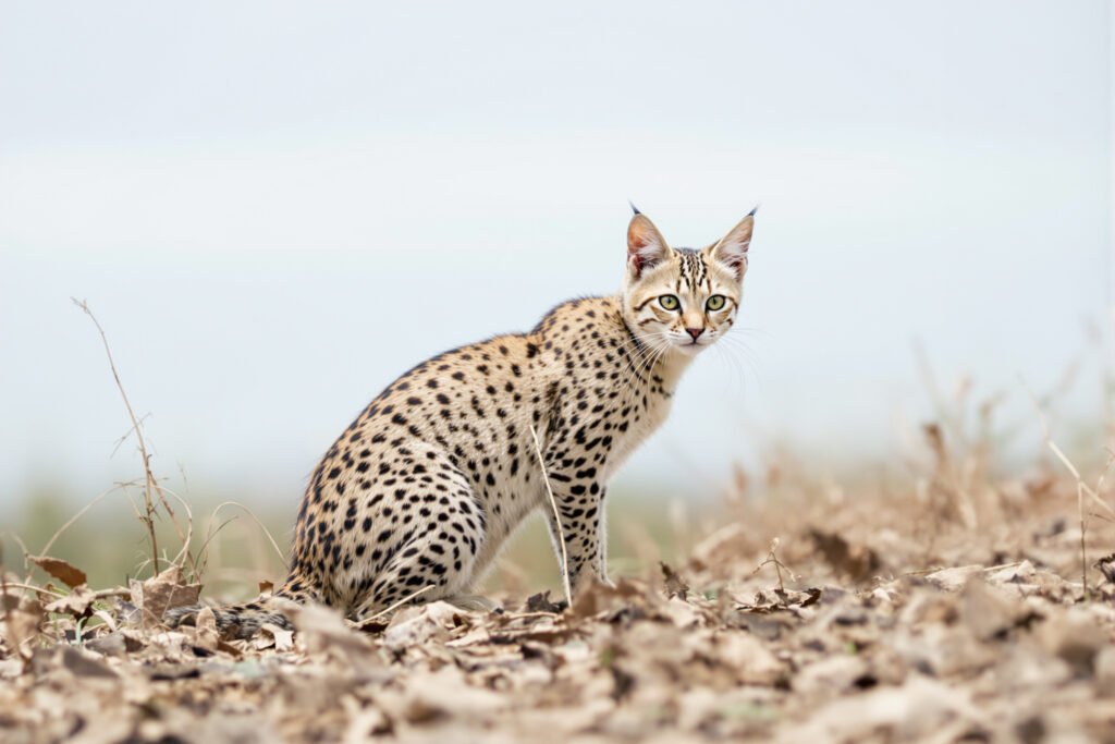 Pequeño felino silvestre en bosque nuboso similar al hábitat del Leopardus tilcayo en Bolivia.