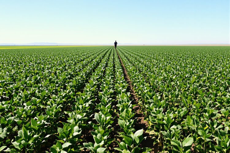 Campo de soja en las regiones norteñas de Argentina durante la temporada de siembra.