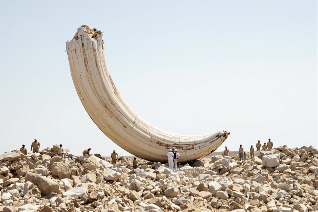 Excavación de fósiles en yacimiento paleontológico, similar al sitio donde se halló el colmillo de mastodonte en San Pedro.