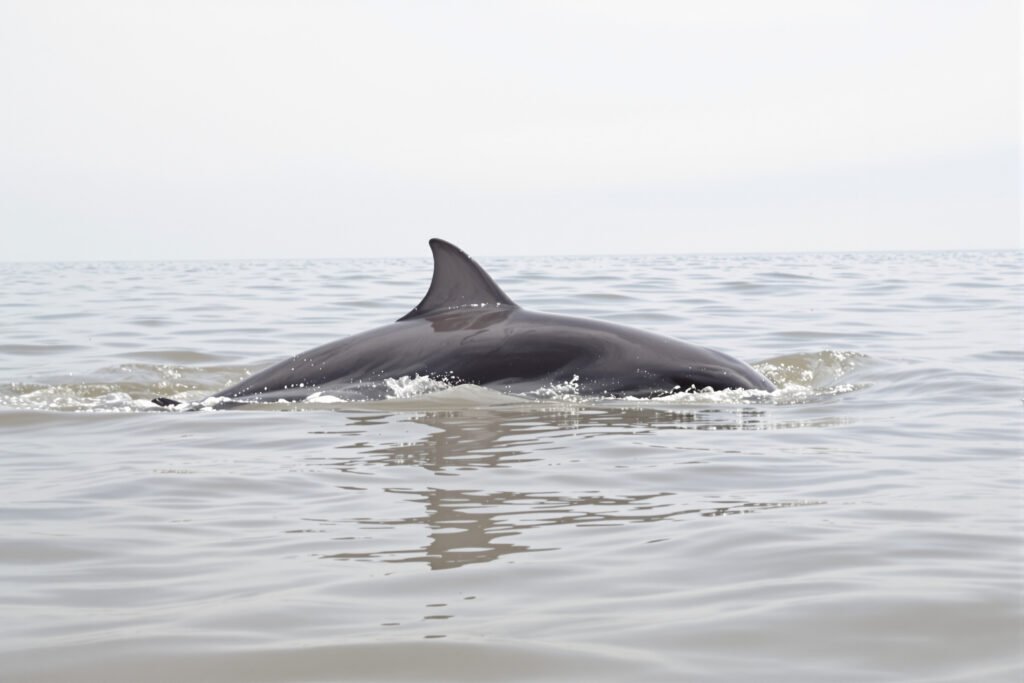 Delfines del Irrawaddy emergiendo en aguas del río Mekong en Camboya.