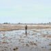 Campo agrícola inundado en la región pampeana argentina durante temporada de siembra.