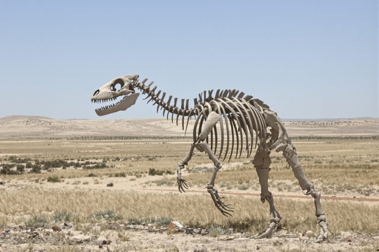Esqueleto fósil de marsupial prehistórico expuesto en museo de paleontología.
