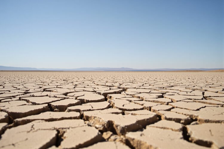 Tierra agrietada por sequía extrema, consecuencia del calentamiento global que la ONU admite supera el límite de 1,5 grados.