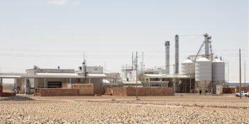 Planta industrial de procesamiento de maní en Córdoba, Argentina, representando la crisis de Manisur.