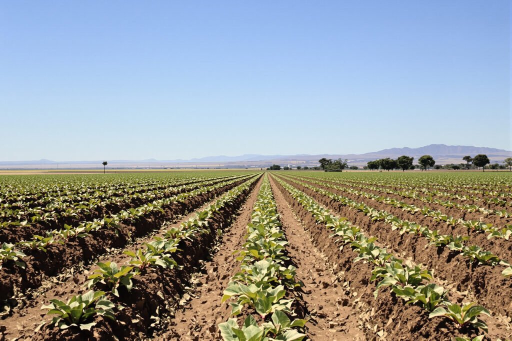 Campo de hortalizas en Argentina, cultivos que hasta ahora carecían de acceso a fitosanitarios autorizados.