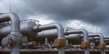 Planta de procesamiento de gas en Estados Unidos, uno de los principales puntos de emisión de metano industrial.