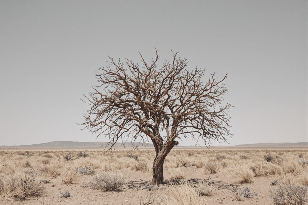 Álamo centenario en paisaje desértico de la frontera entre Arizona y México