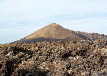 Paisaje volcánico en La Palma, isla del volcán Tajogaite en Canarias.
