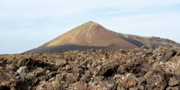 Paisaje volcánico en La Palma, isla del volcán Tajogaite en Canarias.