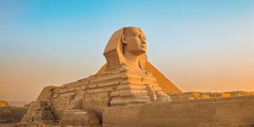 La Gran Esfinge de Giza en Egipto, monumento construido con la misma piedra caliza donde se hallaron los fósiles del cocodril