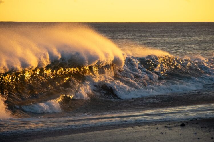 Isla del Pacifico rodeada de oceano, amenazada por el aumento del nivel del mar debido al cambio climatico.